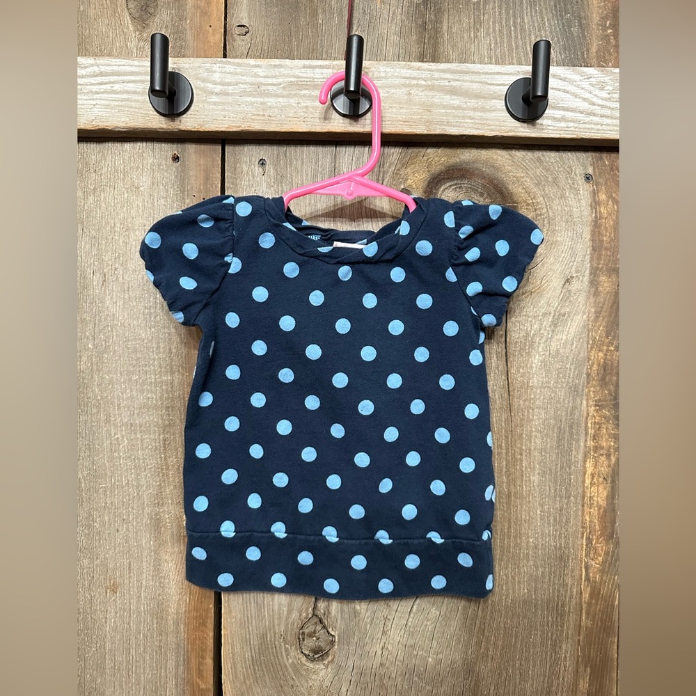 Old Navy Polka Dot Bubble Short Sleeve Tee Top in Blue Size 2T